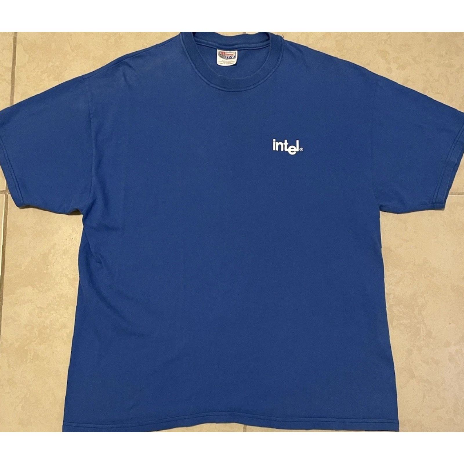 Apple VINTAGE Microsoft Shirt XL Blue 80s 90s Grunge Promo Hewlett Packard Intel i960 Funny Tech USA Space Retro Size US XL / EU 56 / 4 - 2 Thumbnail