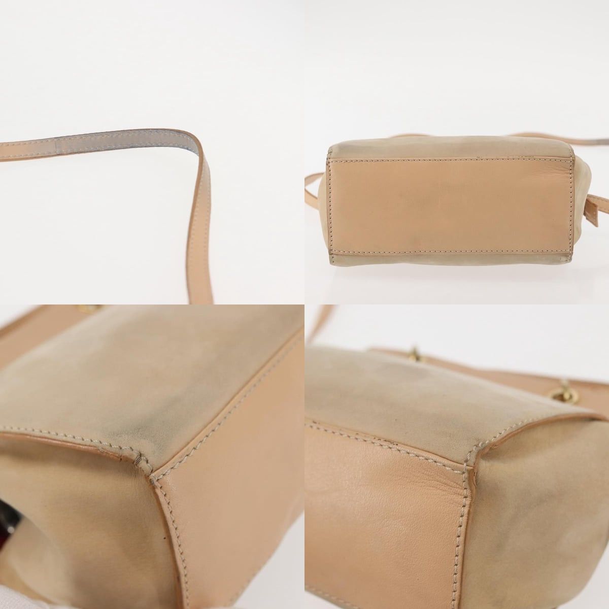 Celine CELINE Shoulder Bag Suede Leather Beige Gold Size ONE SIZE - 10 Thumbnail