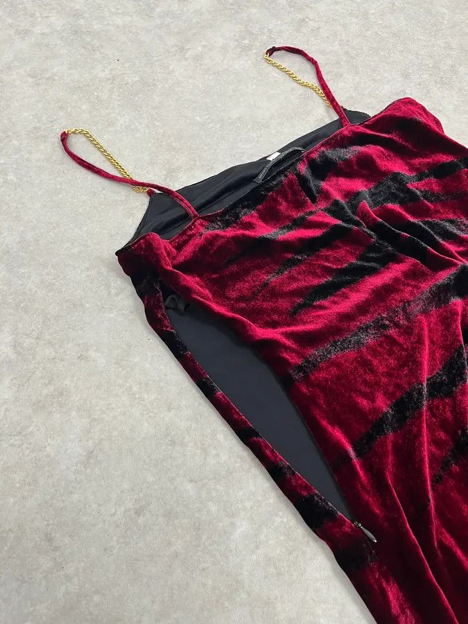 Roberto Cavalli 2000s Roberto Cavalli Obscure Black & Red Glamour Savage Velvet Dress Size M / US 6-8 / IT 42-44 - 8 Thumbnail