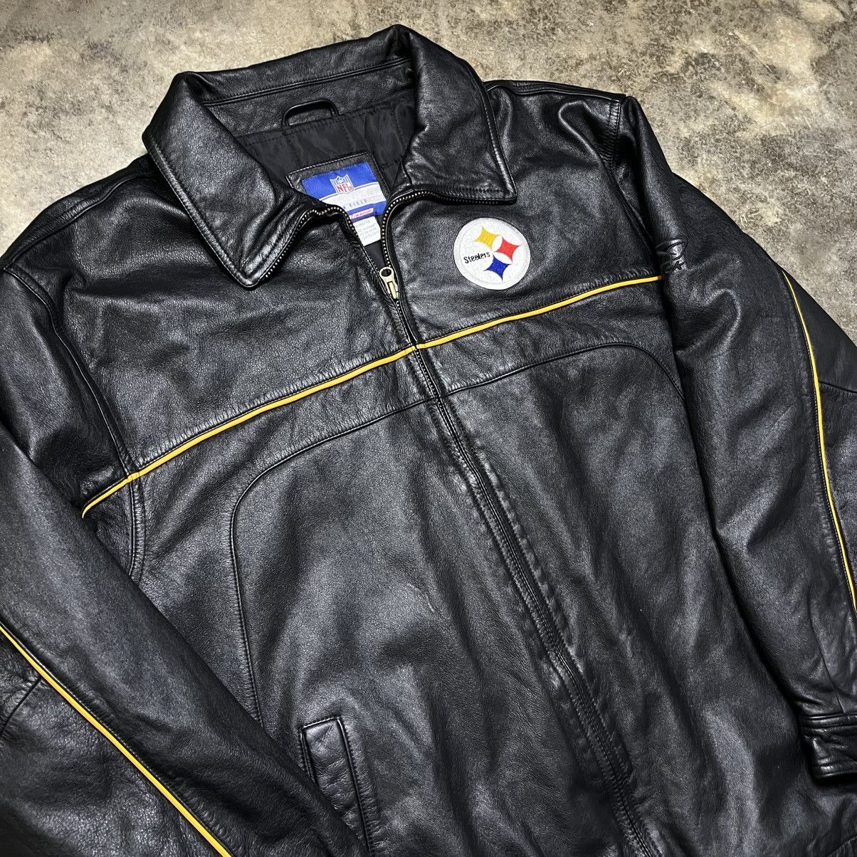 Vintage vintage pittsburgh steelers nfl black leather jacket Size US XL / EU 56 / 4 - 3 Thumbnail