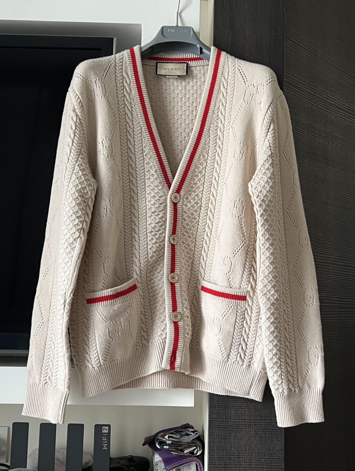 Gucci Gucci Love Parade Cable and Pointelle-Knit Wool Cardigan Size US S / EU 44-46 / 1 - 1 Thumbnail