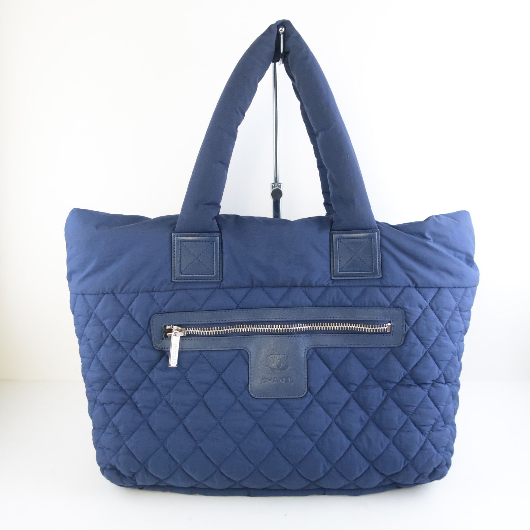 Chanel Blue Khaki Nylon Reversible Cocoon Tote
