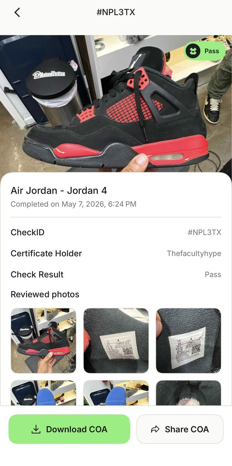 Jordan Brand Jordan 4 Red Thunder Size 10 (2022) Size US 10 / EU 43 - 24 Thumbnail