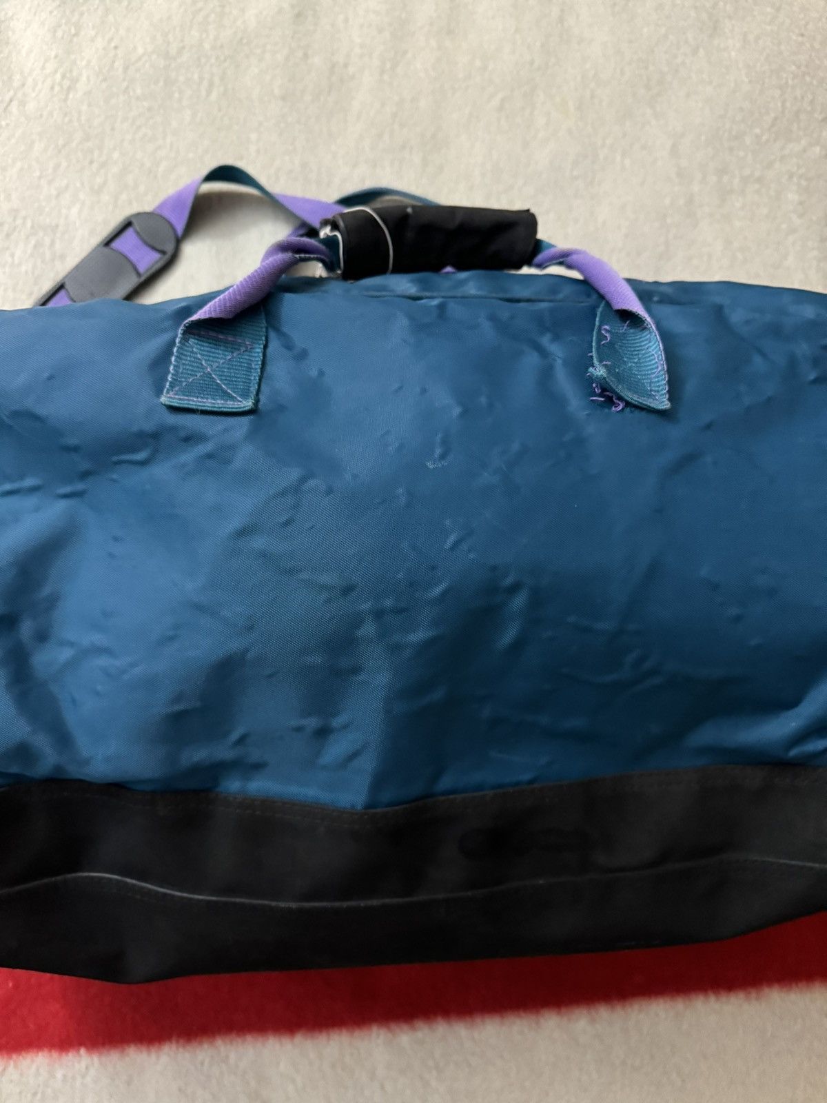 Nike × Vintage Vintage 80s 90s Purple Teal Aqua Nike Jumbo Duffle Bag BRS Size ONE SIZE - 11 Thumbnail