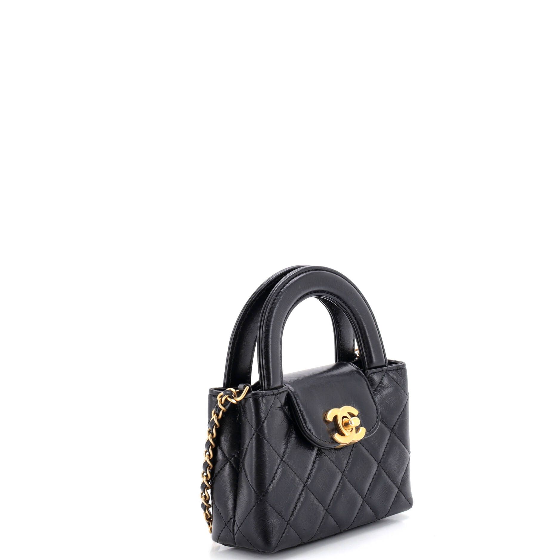 Chanel Kelly Top Handle Shopping Bag Quilted Shiny Aged Calfskin Na Size ONE SIZE - 1 Thumbnail