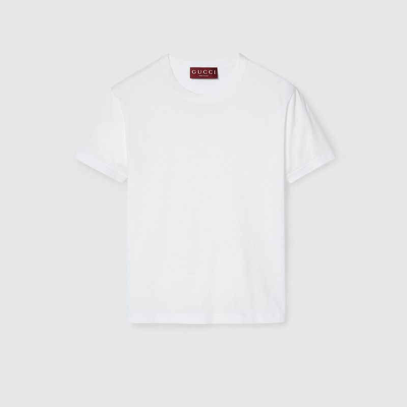 Gucci o1la5ras0526 Light Cotton Jersey T-Shirt in White Size L / US 10 / IT 46 - 1 Thumbnail
