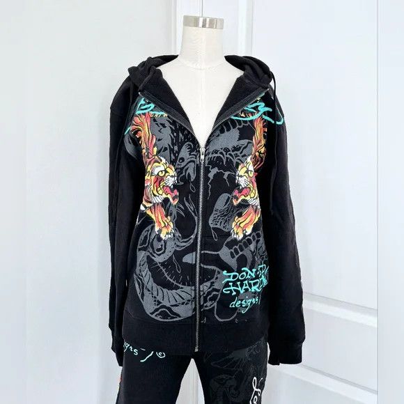 Ed Hardy Crawling Tigers Sweatsuit Coord Set Lounge Retro Tattoo Y2K Size ONE SIZE - 13 Thumbnail