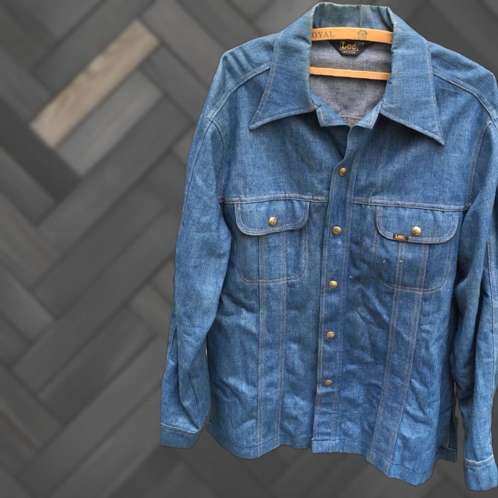 Lee VINTAGE Lee Denim Snap Front Shirt Jacket Made In USA L Western Cowboy Shirt Mens Size US L / EU 52-54 / 3 - 1 Thumbnail