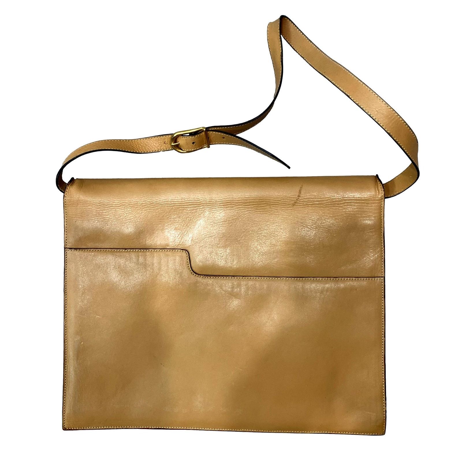 Genuine Leather × Vintage Vintage 70s Camel Leather Attache Shoulder Bag Briefcase Size ONE SIZE - 3 Thumbnail