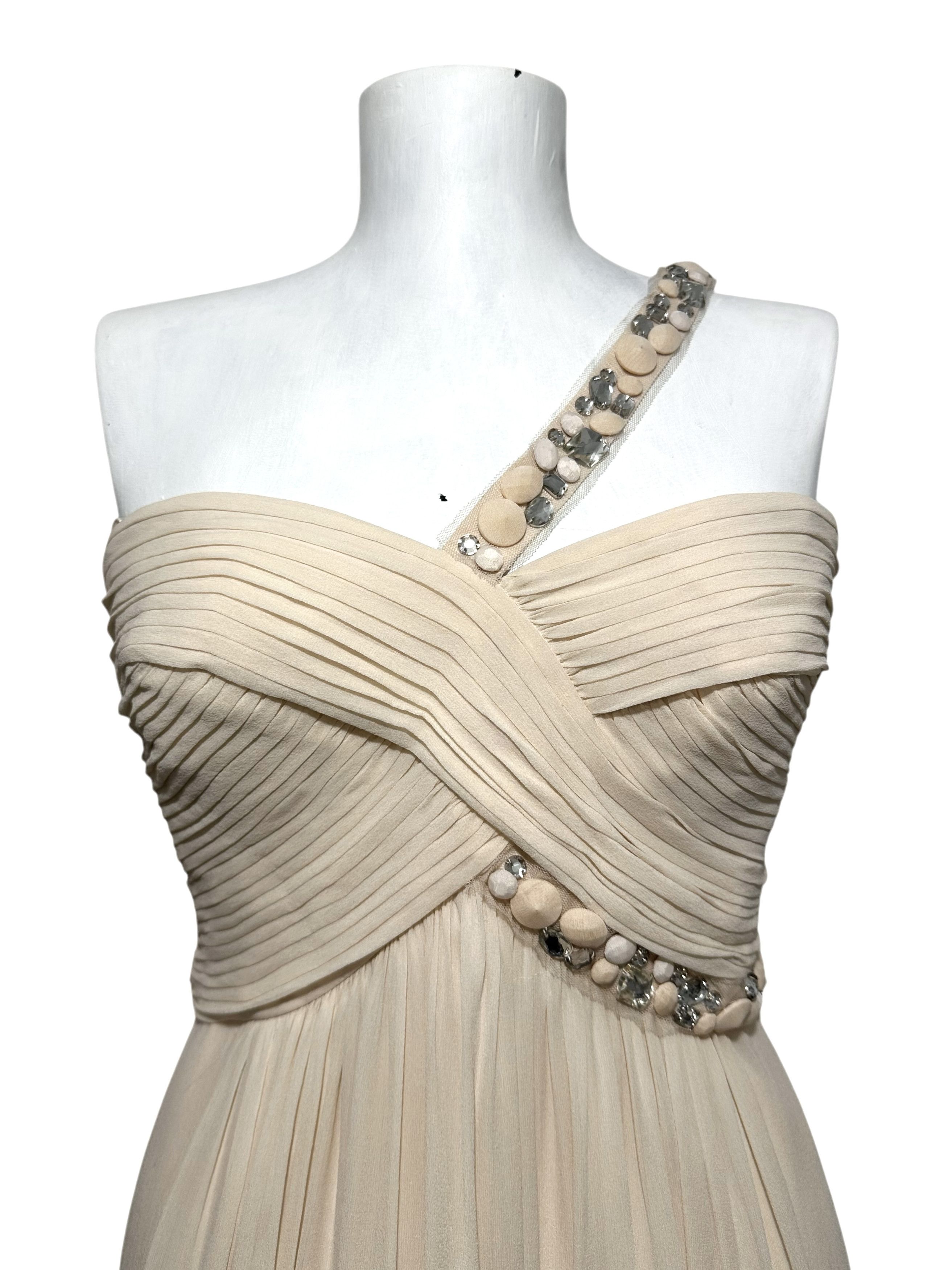 Bcbgmaxazria BCBGMAXAZRIA Shell Pleated Silk One Strapped Dress Size S / US 4 / IT 40 - 2 Thumbnail