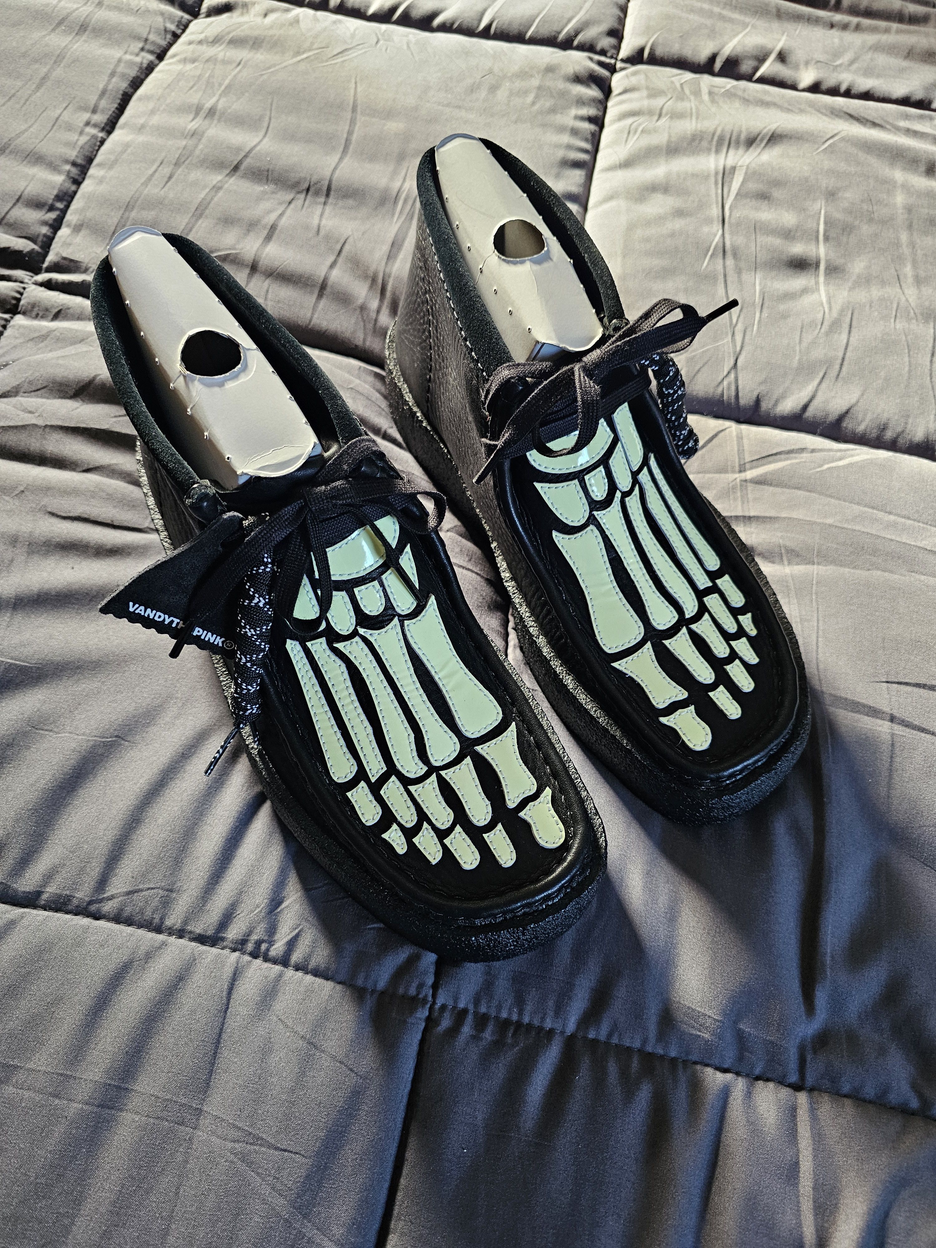 image of Vandy The Pink Skeleton Clark Wallabees V2 W/ Burger Clark's Shoes in Black, Men's (Size 10)