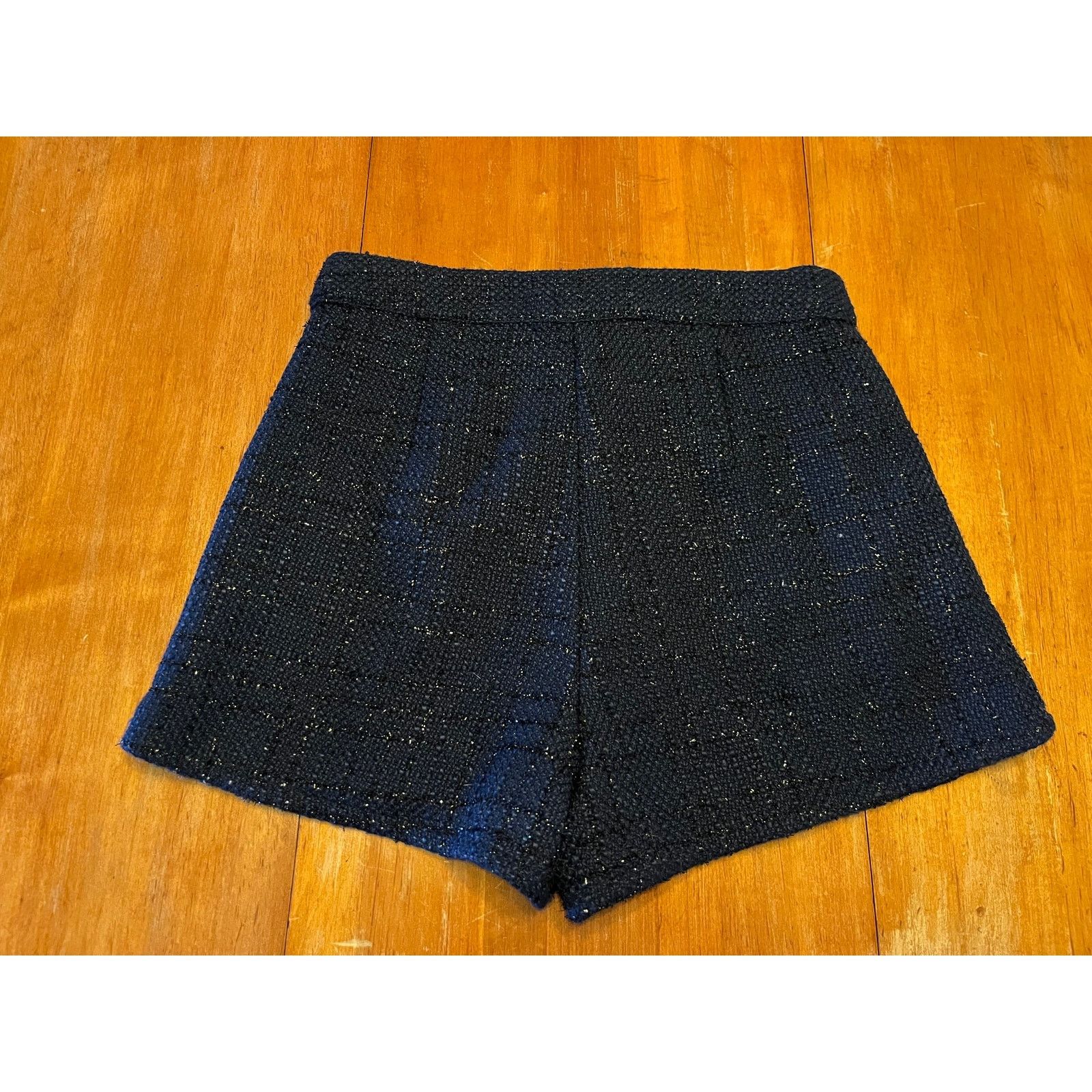 Other About Us Navy Blue Tweed Shorts S Metallic Thread High-Waist Size 26" / US 2 / IT 38 - 5 Thumbnail