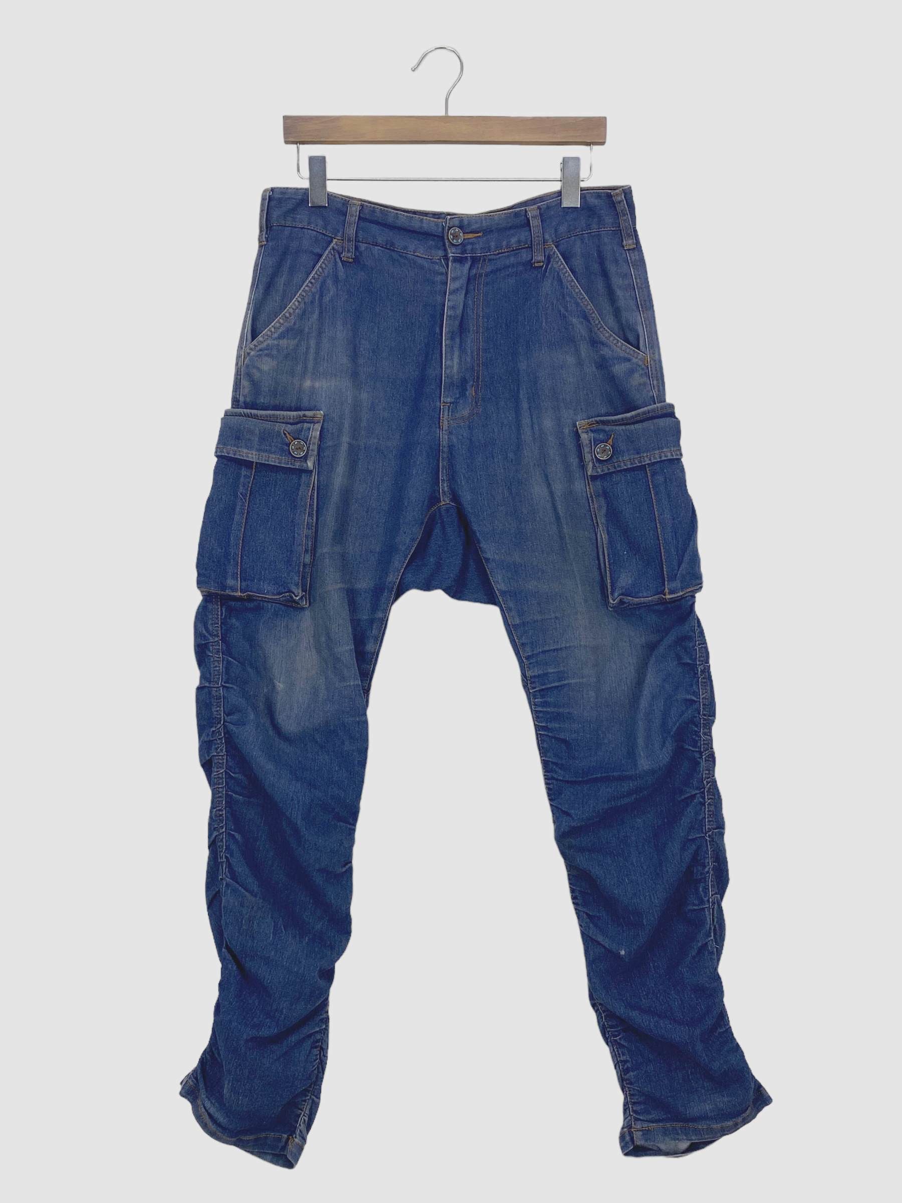 image of Distressed Denim Jungle Storm Cargo Pants Jungle Storm Japanese Tactical in Blue, Men's (Size 32)