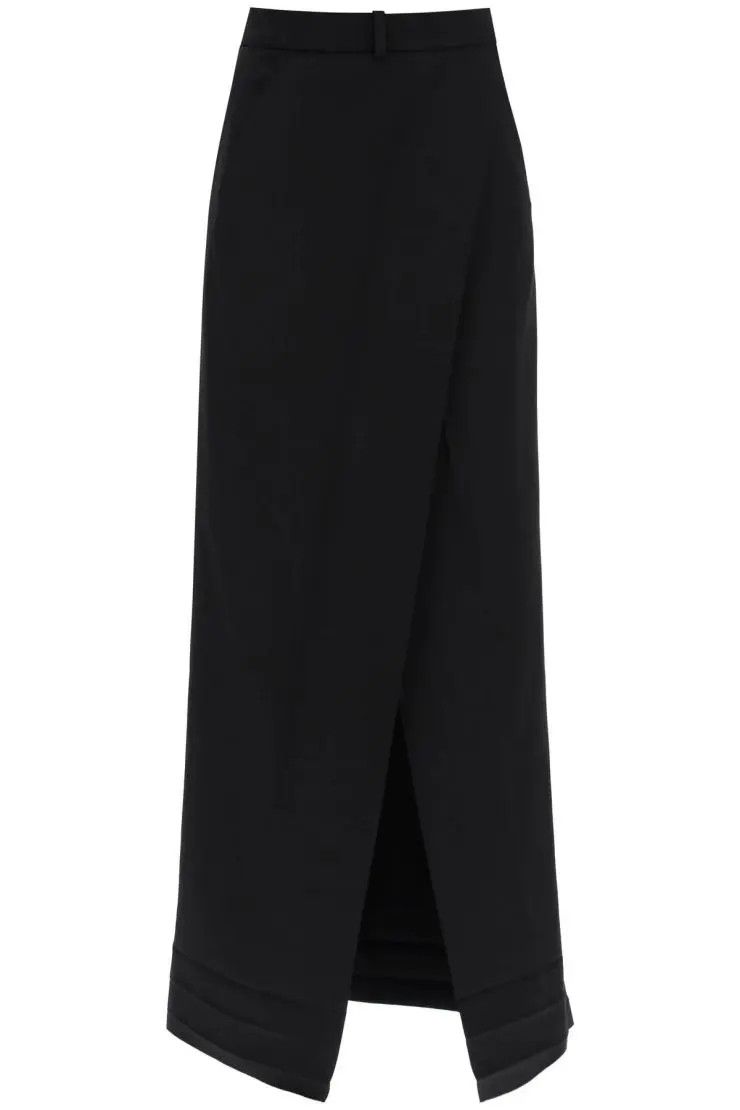 image of Balenciaga O1S22I1N0424 Maxi Wrap Skirt In Black, Women's (Size 26)