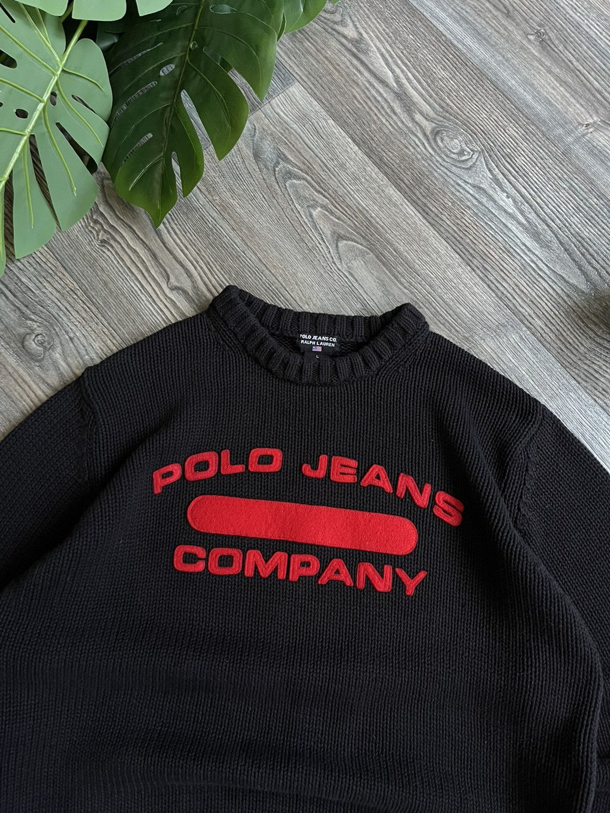 Ralph Lauren POLO JEANS SPELLOUT KNITTED BLACK VINTAGE SWEATER Size US L / EU 52-54 / 3 - 4 Thumbnail