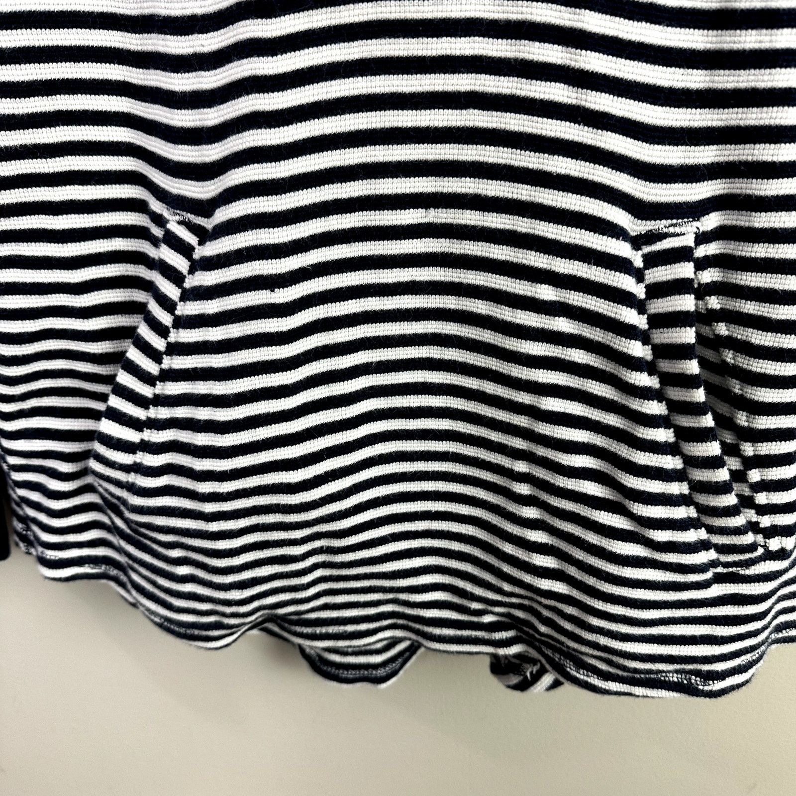 J.Crew J Crew Blue White Stripe Funnel Neck Tunic Waffle Knit XS Size XS / US 0-2 / IT 36-38 - 5 Thumbnail