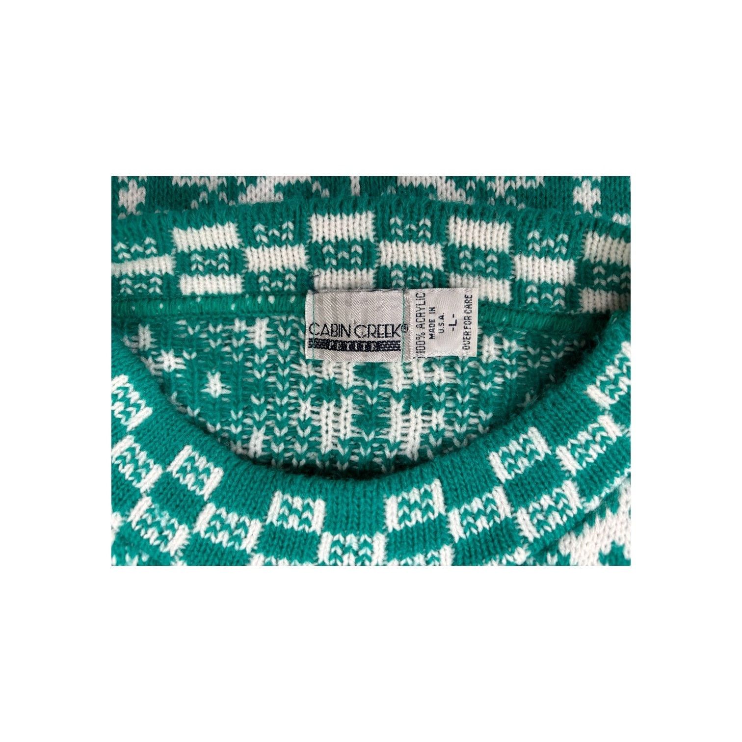 Cabin Creek Vintage Holiday Sweater L Green White Snowflake Pattern Size L / US 10 / IT 46 - 6 Thumbnail