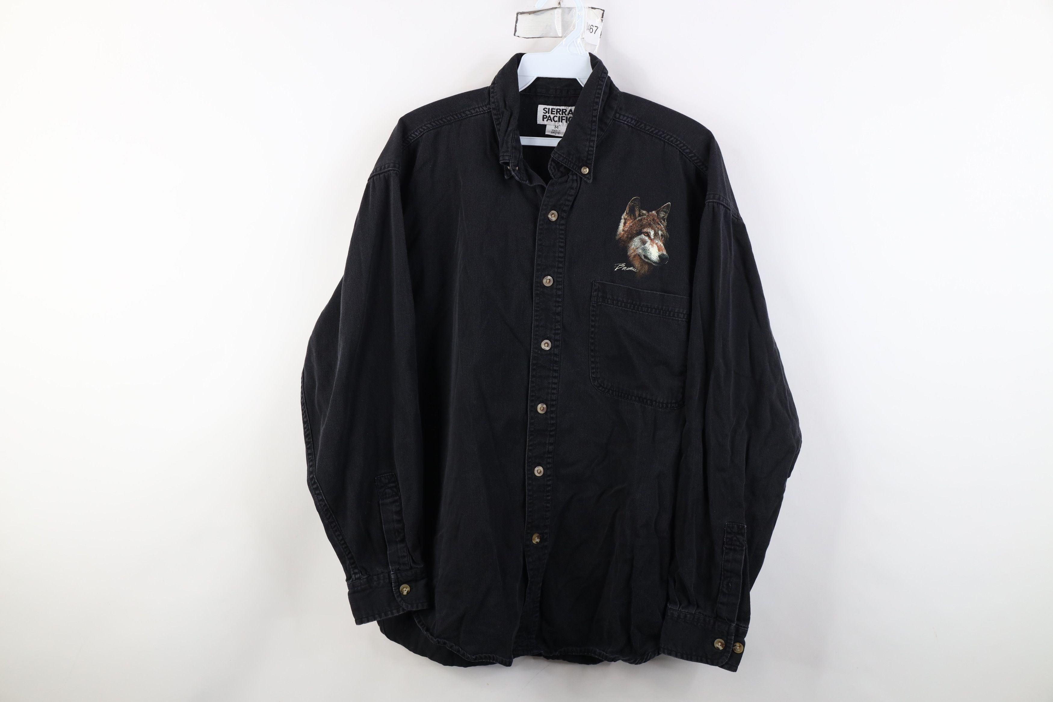 Vintage Vintage 90s Streetwear Nature Wolf Twill Button Down Shirt Size US M / EU 48-50 / 2 - 1 Thumbnail