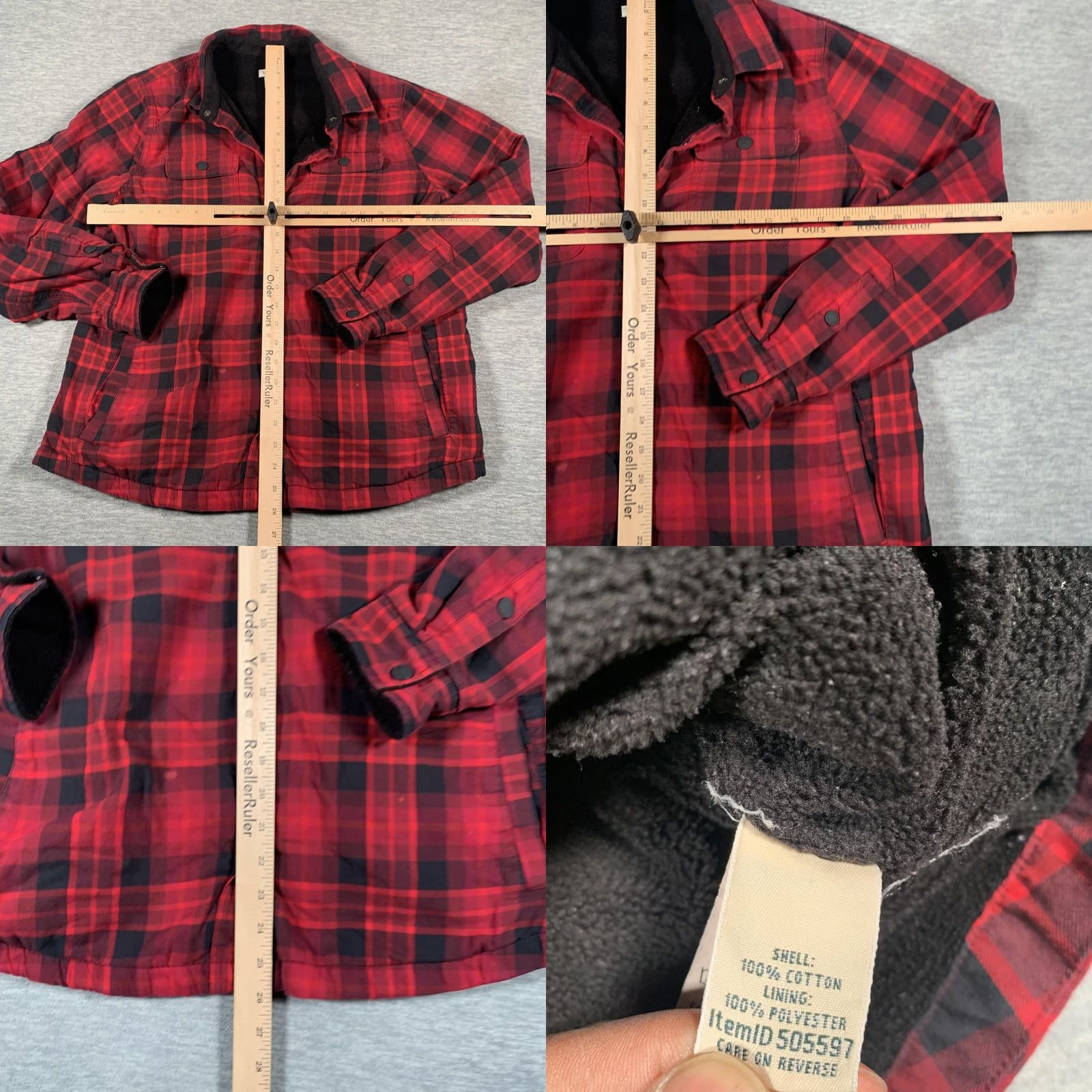 Vintage LL Bean Jacket Mens Medium Red Plaid Fleece Lined Snap Front Outdoor Workwear Size US M / EU 48-50 / 2 - 8 Thumbnail