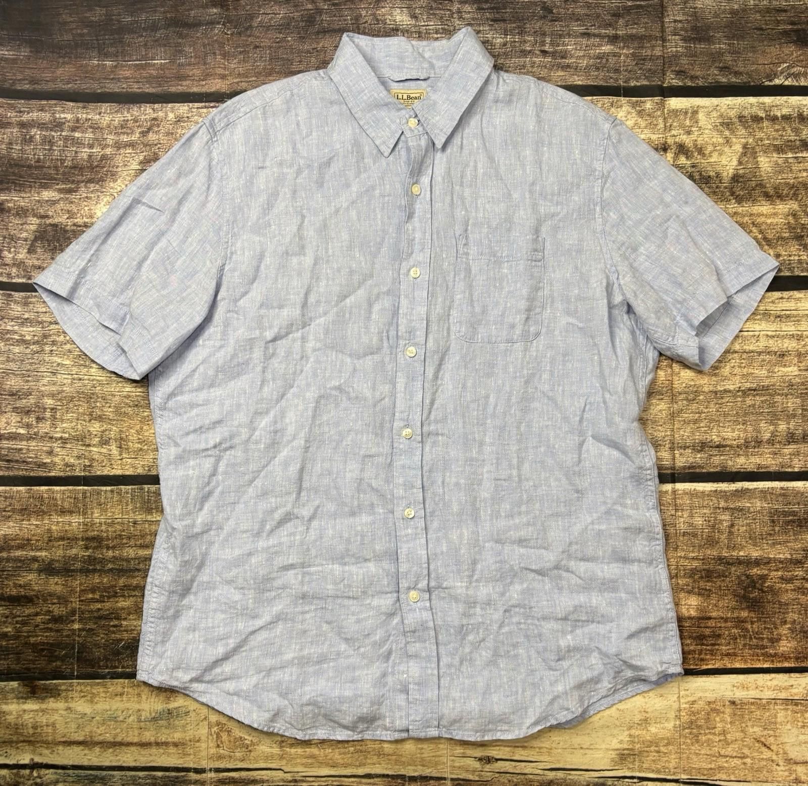 L.L. Bean LL Bean Shirt Mens Large Linen Button Up Short Sleeve Size US L / EU 52-54 / 3 - 1 Thumbnail