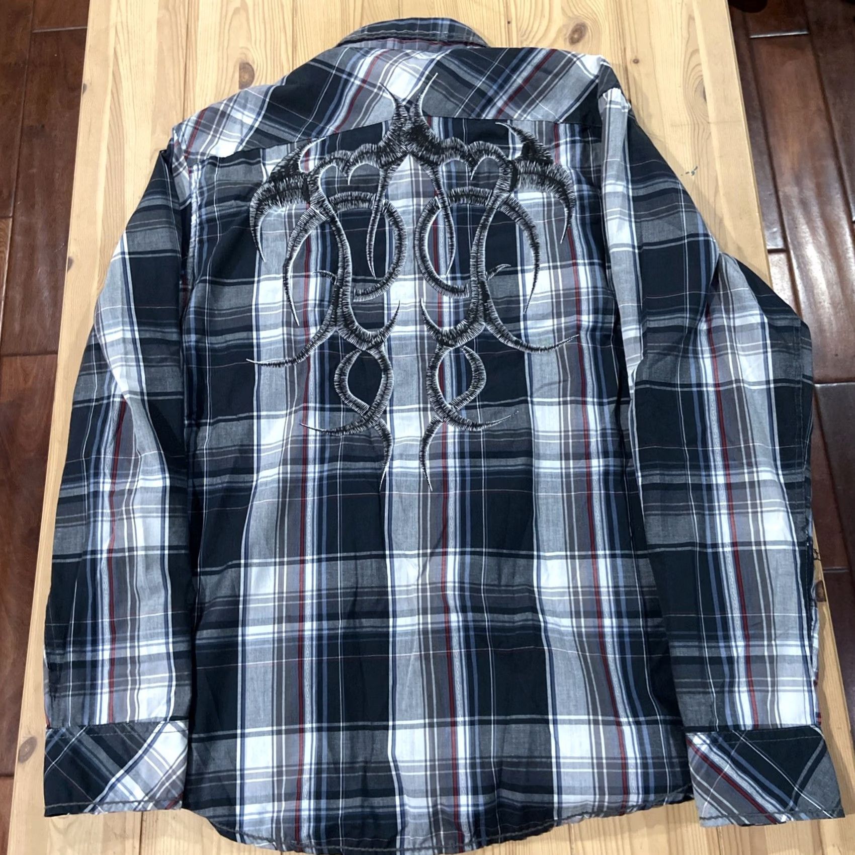 Toy Machine Machine Shirt XL Black Plaid Button Embroidery Crest Logo Script Hip Hop Y2K Men Long Sleeve Casual Button-Up Collared Cotton Woven Embroidered Size US XL / EU 56 / 4 - 7 Thumbnail