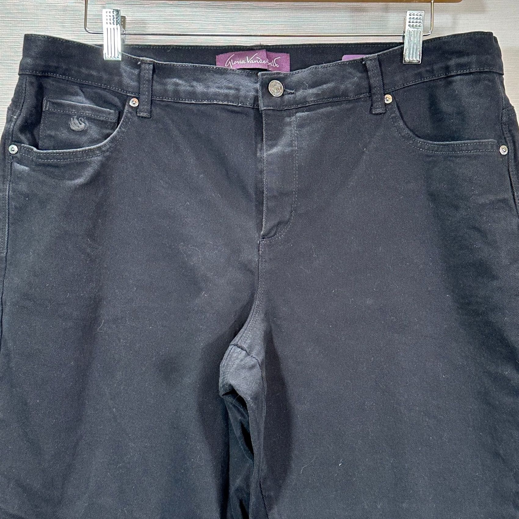 Gloria Vanderbilt Gloria Vanderbilt Jeans Womens 16W Short Amanda Black Cotton Stretch Pockets Denim Straight 5-Pocket Zipper Vintage No Size 38" / US 16 / IT 52 - 2 Thumbnail