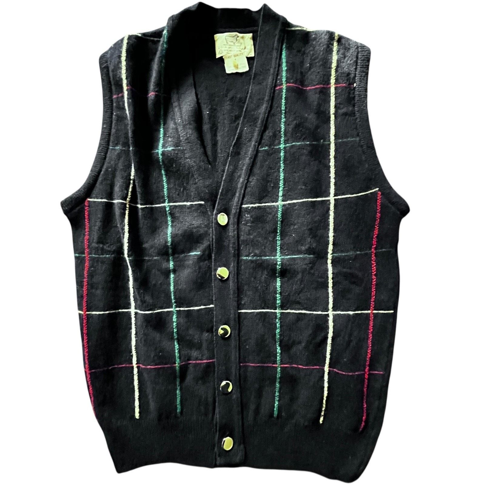 Other VTG Lord Jeff Lambswool Vest Med Plaid Button Up Ireland 90s Size US M / EU 48-50 / 2 - 1 Thumbnail
