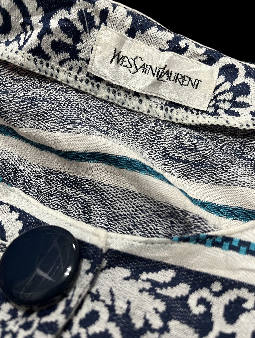 Yves Saint Laurent YSL blouse short sleeve x Striped paisley x Vintage x Rare Size M / US 6-8 / IT 42-44 - 8 Thumbnail