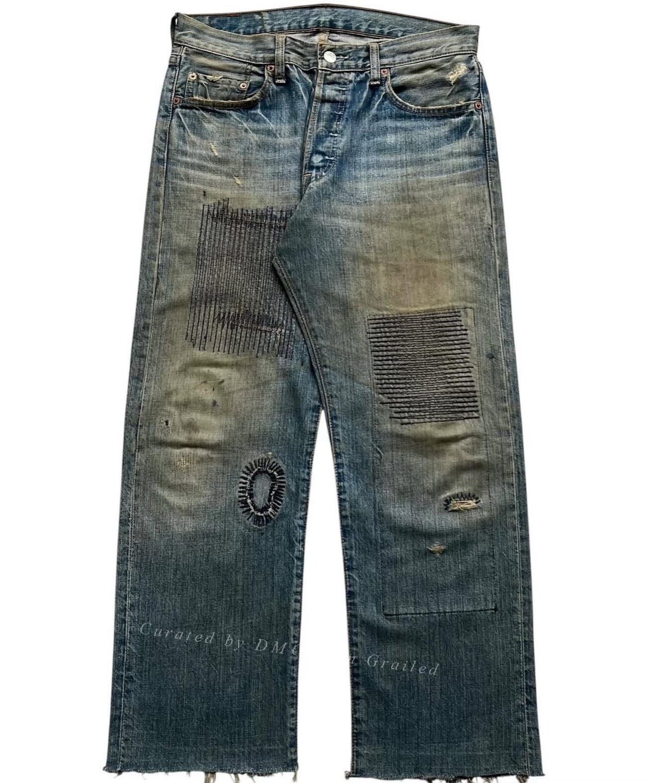 Levi's Vintage Levi's 501 Distressed Patchwork Blue Denim Size US 30 / EU 46 - 1 Thumbnail