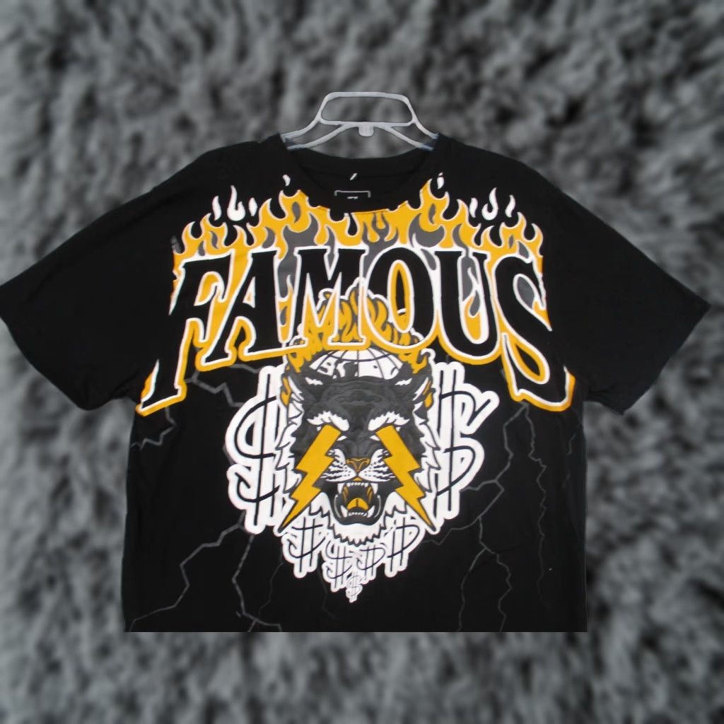 Southpole Southpole T Shirt XL Men's Black Flames Famous Get Rich or Die Trying Hip Hop Shirt Mens XL Black Flames Hip Hop Graphic Print Size US XL / EU 56 / 4 - 1 Thumbnail