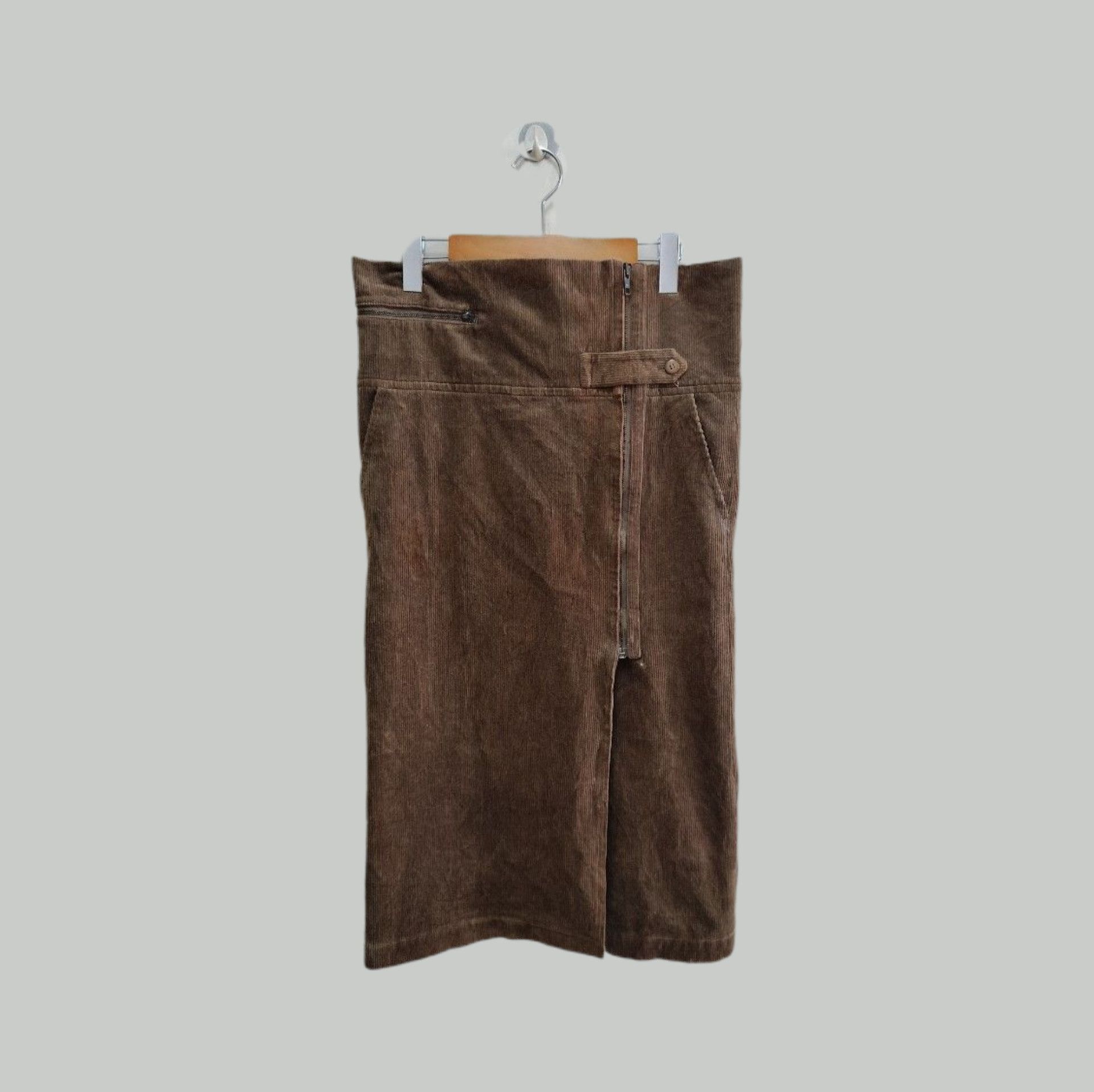 Issey Miyake Vintage Corduroy Zip Wrap Skirt Size 34" / US 12 / IT 48 - 1 Thumbnail