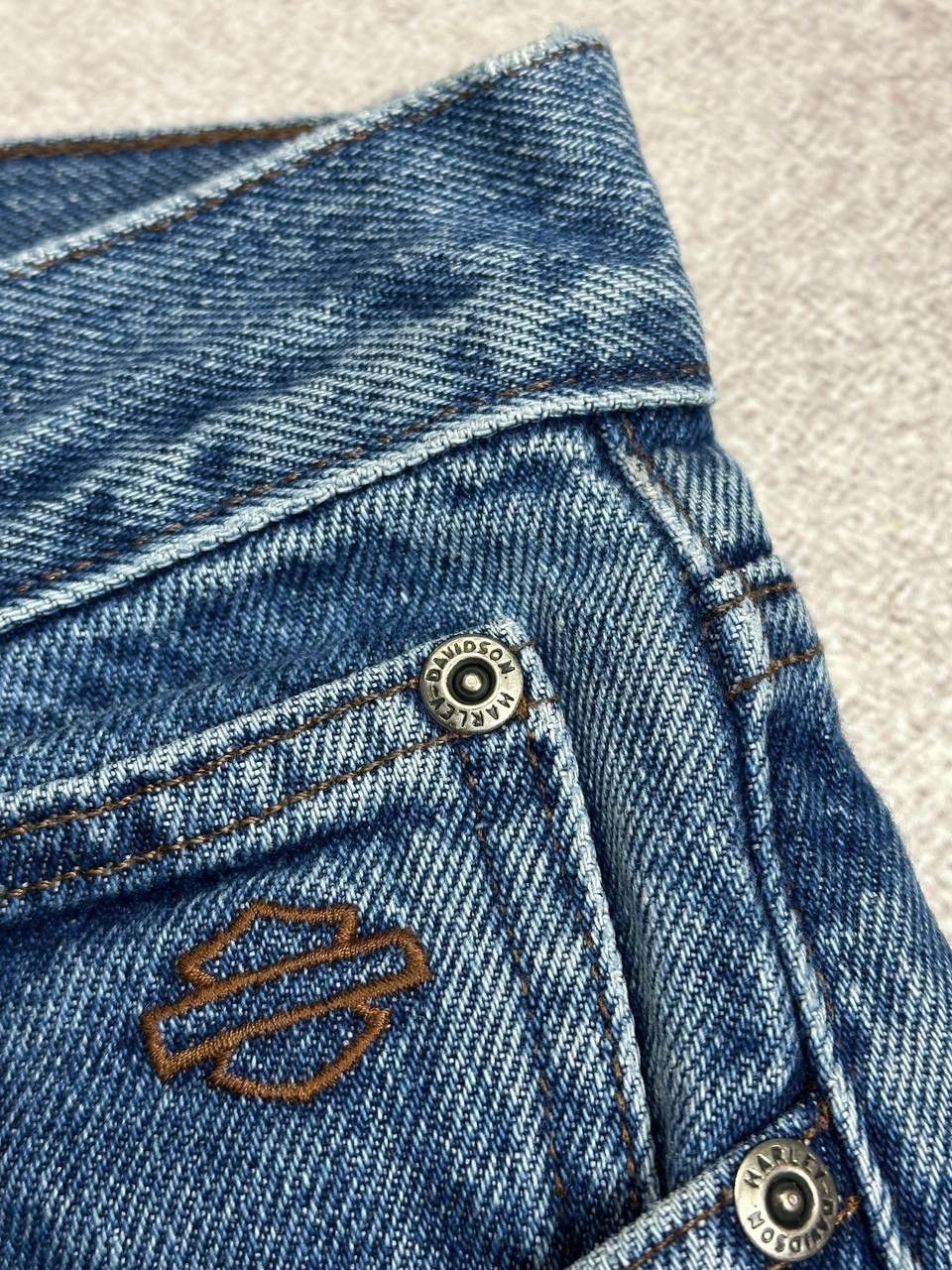 Harley Davidson VINTAGE HARLEY DAVIDSON Washed Denim Relaxed Moto JEANS Size US 33 - 9 Thumbnail