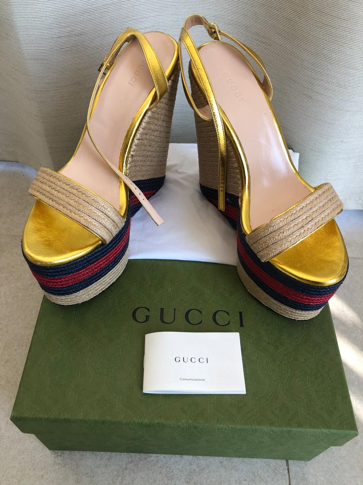 Gucci Gold Platform Espadrilles Edizione Limitata di Lusso