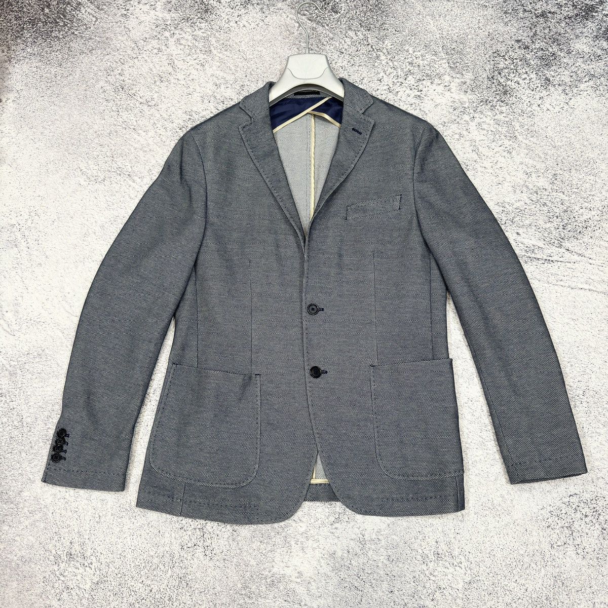 Designer × Paoloni Paoloni Mens Light Blue Jersey Jacket Blazer 52 size Size 52R - 1 Thumbnail