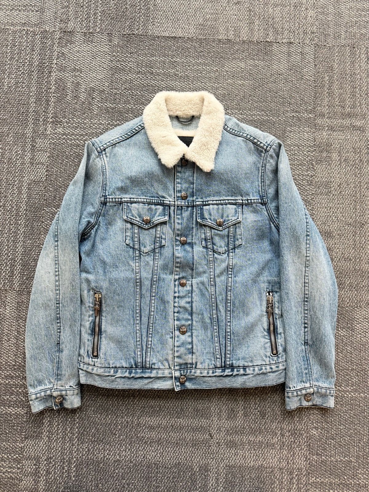 Chrome Hearts Chrome Hearts Blue Removeable Shearling Denim Jacket Size US S / EU 44-46 / 1 - 1 Thumbnail