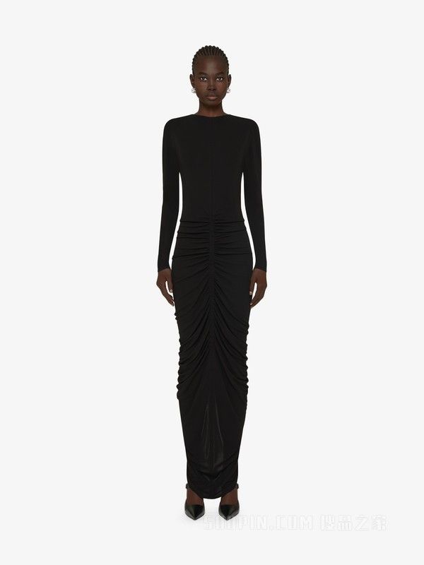 Givenchy o1w1db10325 Long Ruched Dress in Black Size S / US 4 / IT 40 - 3 Thumbnail