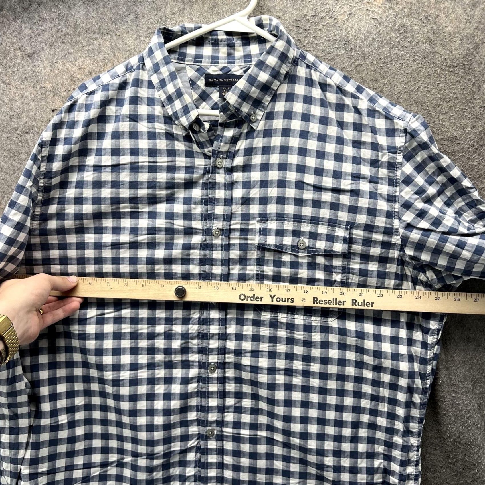 Banana Republic Banana Republic Shirt Mens XL Blue White Gingham Button-Down Long Sleeve Cotton Size US XL / EU 56 / 4 - 5 Thumbnail