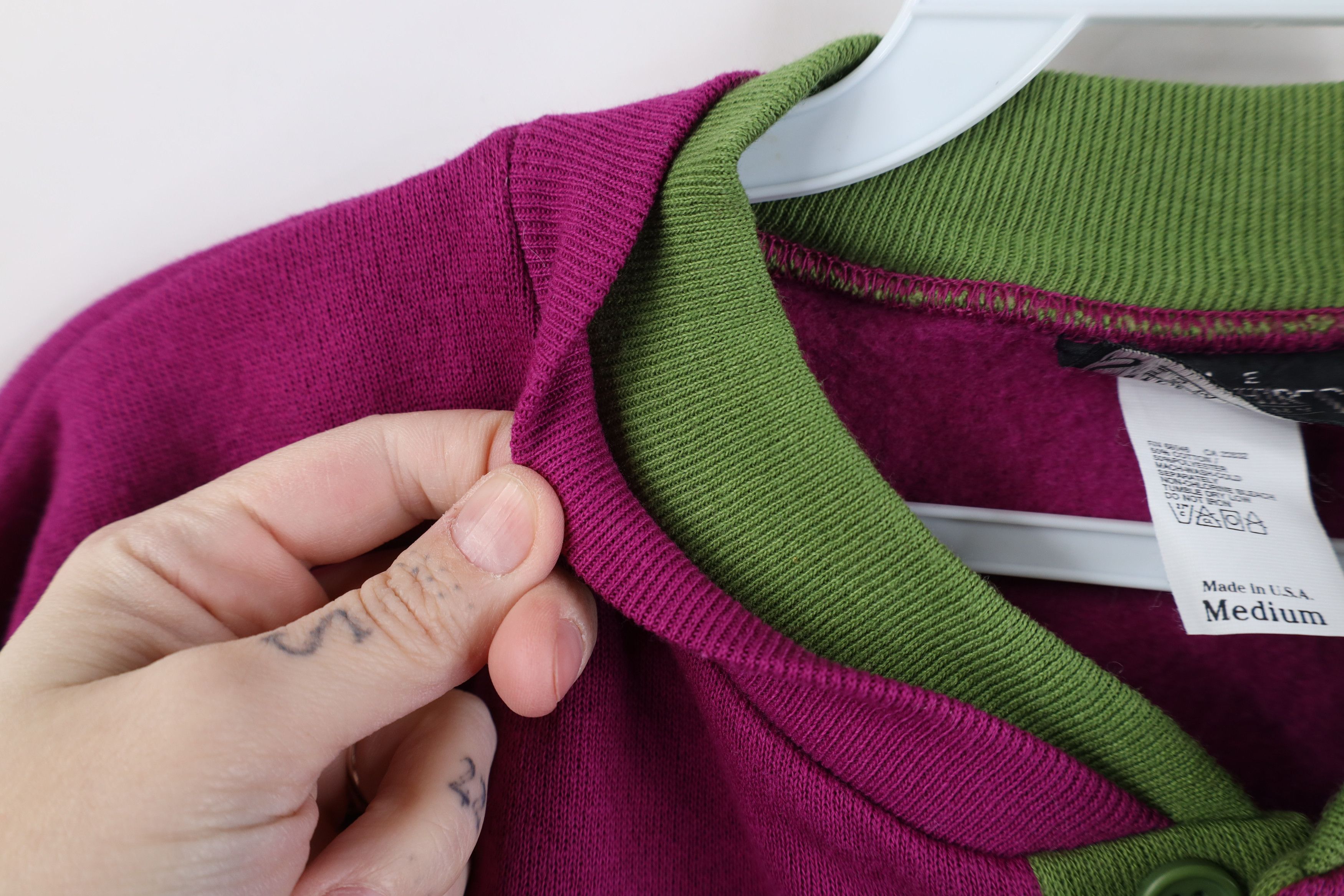 Vintage Vintage 90s Streetwear Blank Henley Sweatshirt Purple USA Size US M / EU 48-50 / 2 - 7 Thumbnail