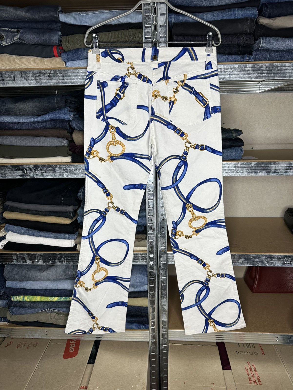 Other Roccobarocco Chain Print Flared Bootcat Pants Size 30" / US 8 / IT 44 - 2 Thumbnail