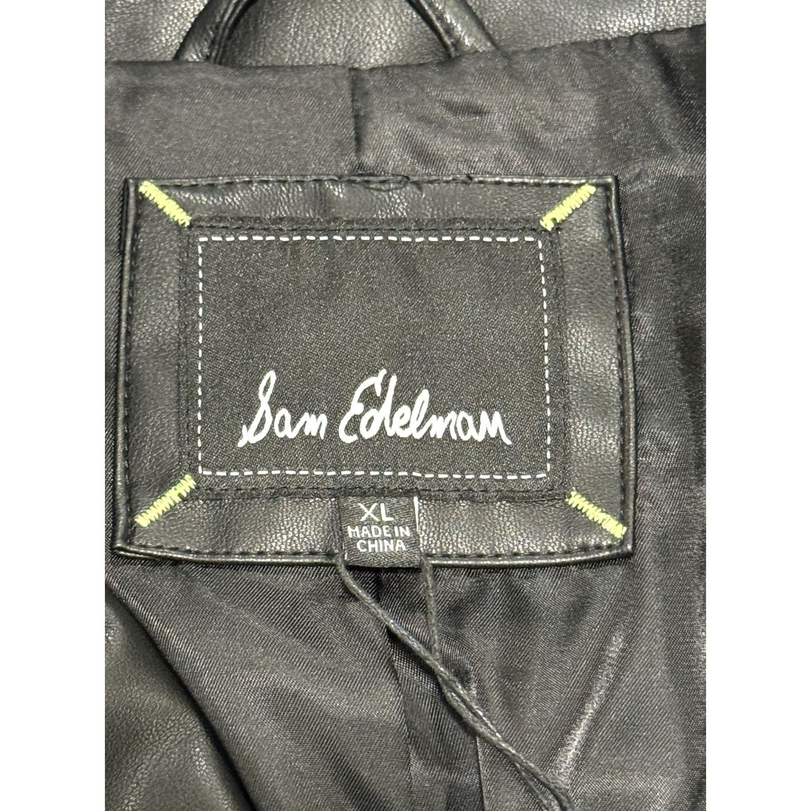 Sam Edelman Sam Edelman Womens Jacket Motorcycle Black Faux Leather XL SmallAdjustment? Size XL / US 12-14 / IT 48-50 - 6 Thumbnail
