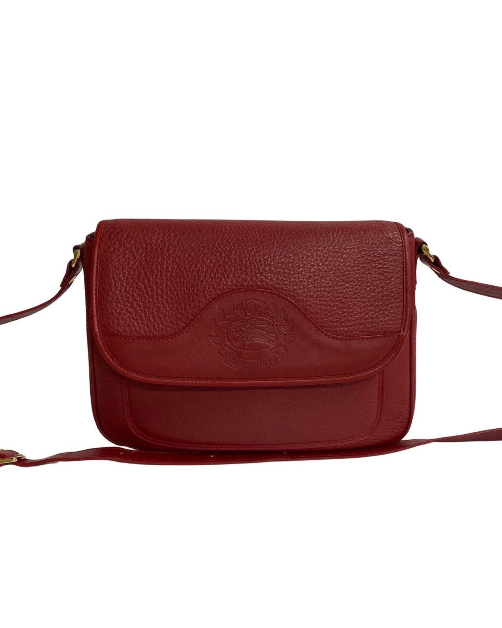 image of Burberry Red Leather Crossbody Bag - Practical And Elegant, Women's