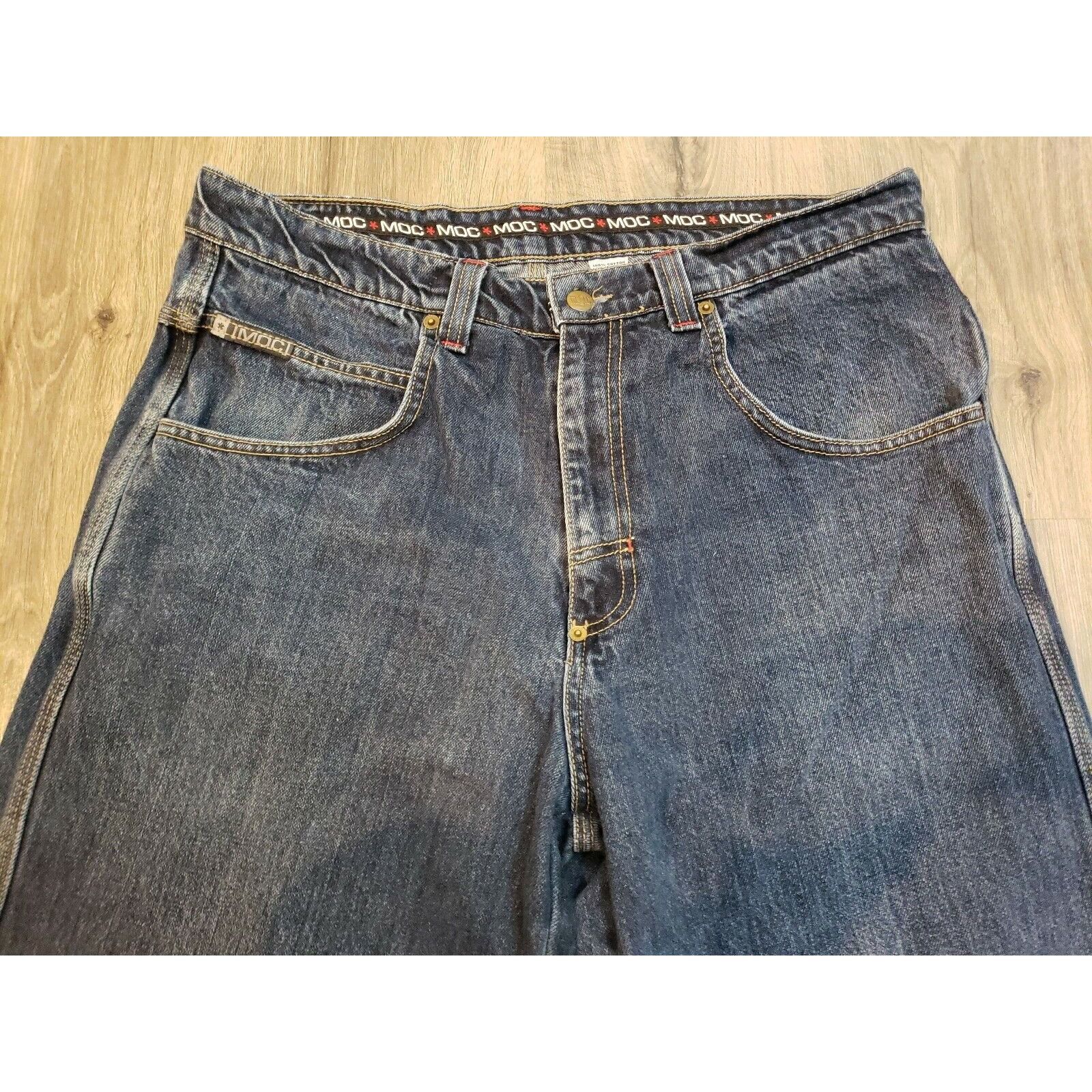 Vintage MOC Tapered Leg Baggy Blue Jeans Mens 36 x 31 80s Hip Hop Sk Size US 36 / EU 52 - 6 Thumbnail
