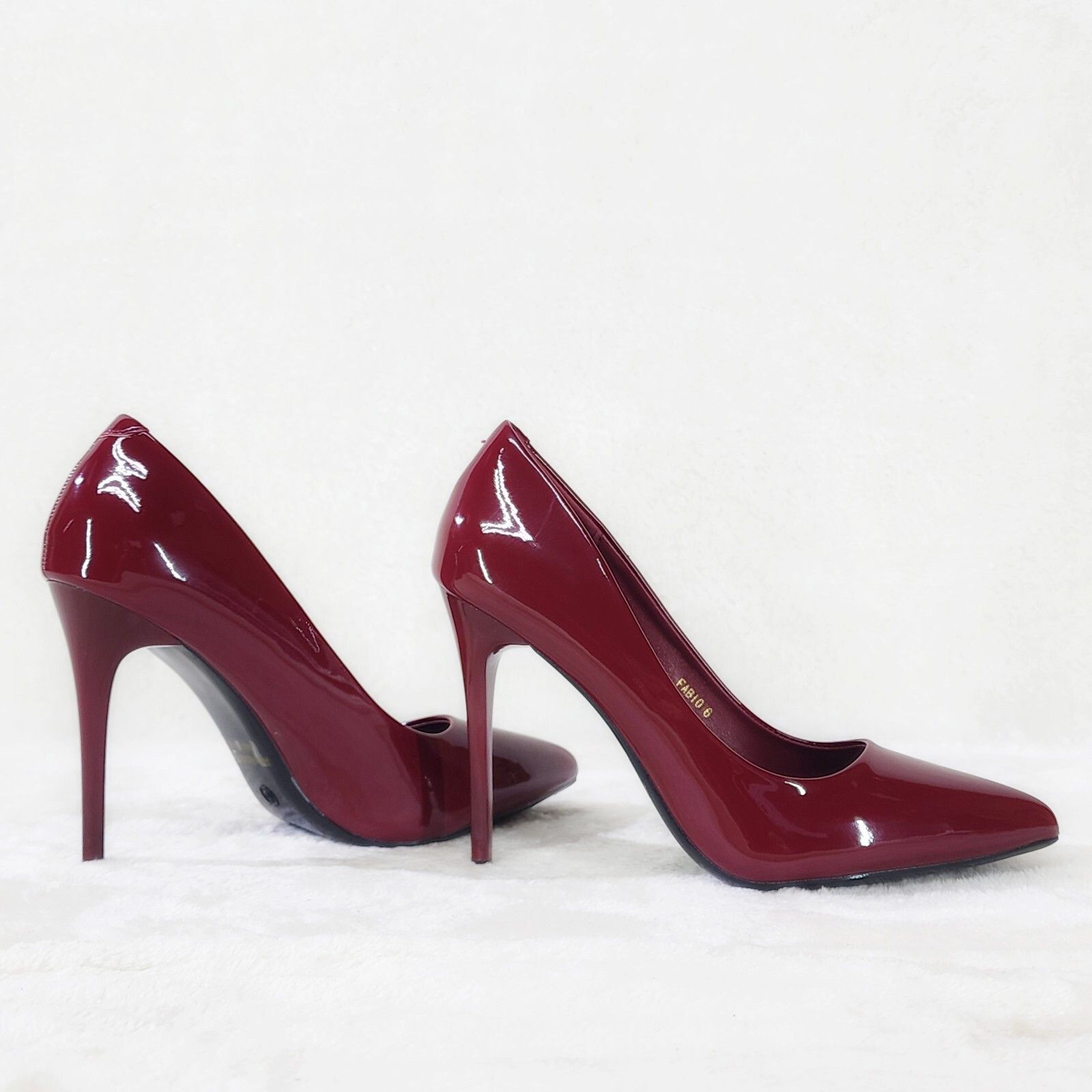 Other Fabio Glossy Wine Burgundy Patent High Heel Shoes Pointy Toe Size US 6 / IT 36 - 3 Thumbnail