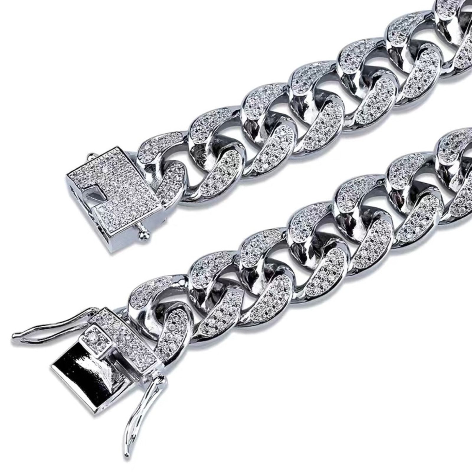 Jewelry Men’s and women’s silver plated Cuban chain link bracelet Size ONE SIZE - 4 Thumbnail