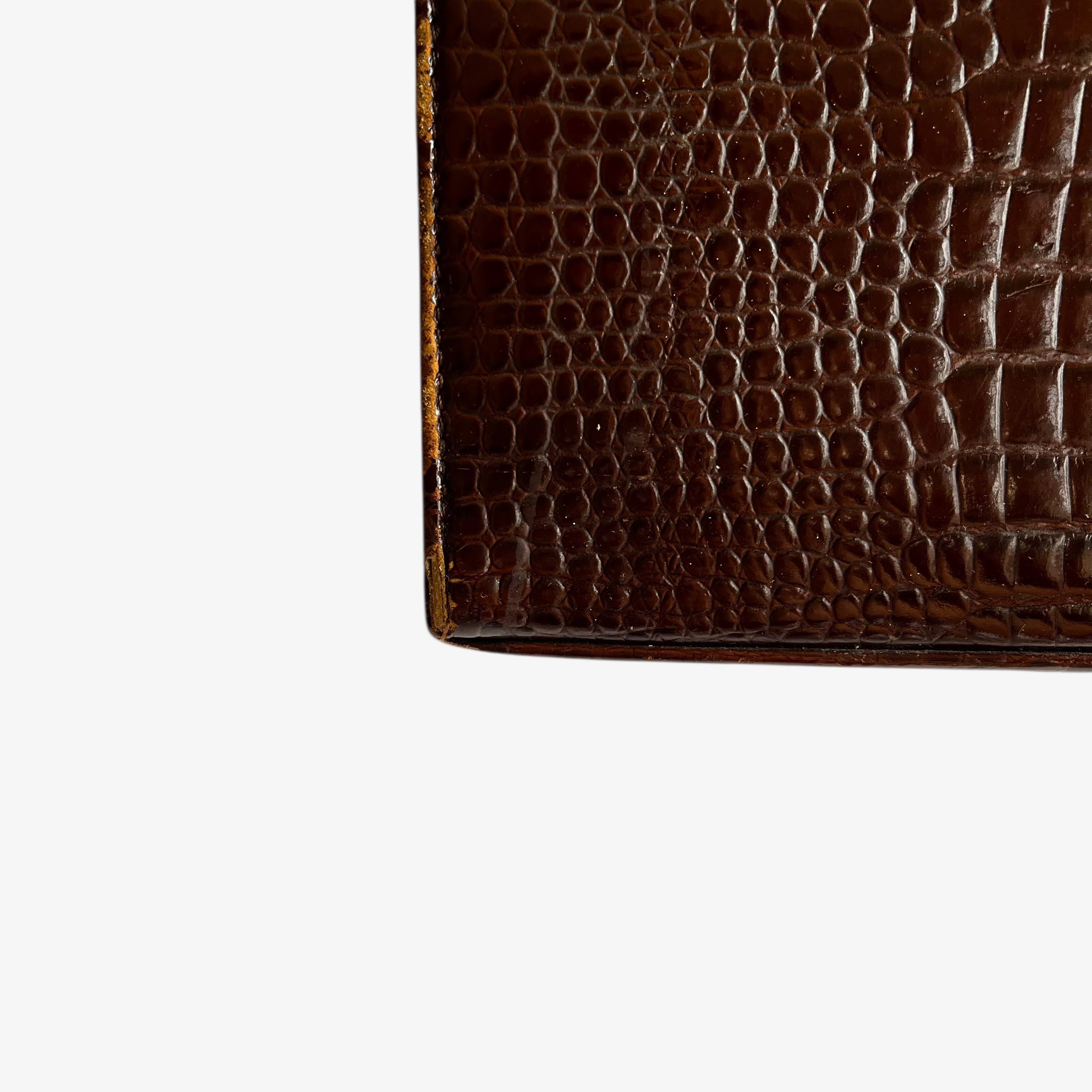 Other Vintage 1950s Crocodile Embossed Brown Leather Shoulder Bag Size ONE SIZE - 6 Thumbnail