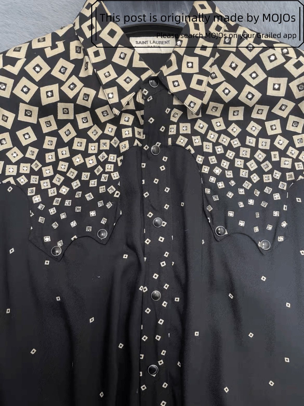Sz 39 Saint Laurent Paris 15SS Crystal Sleeveless Shirt mojo