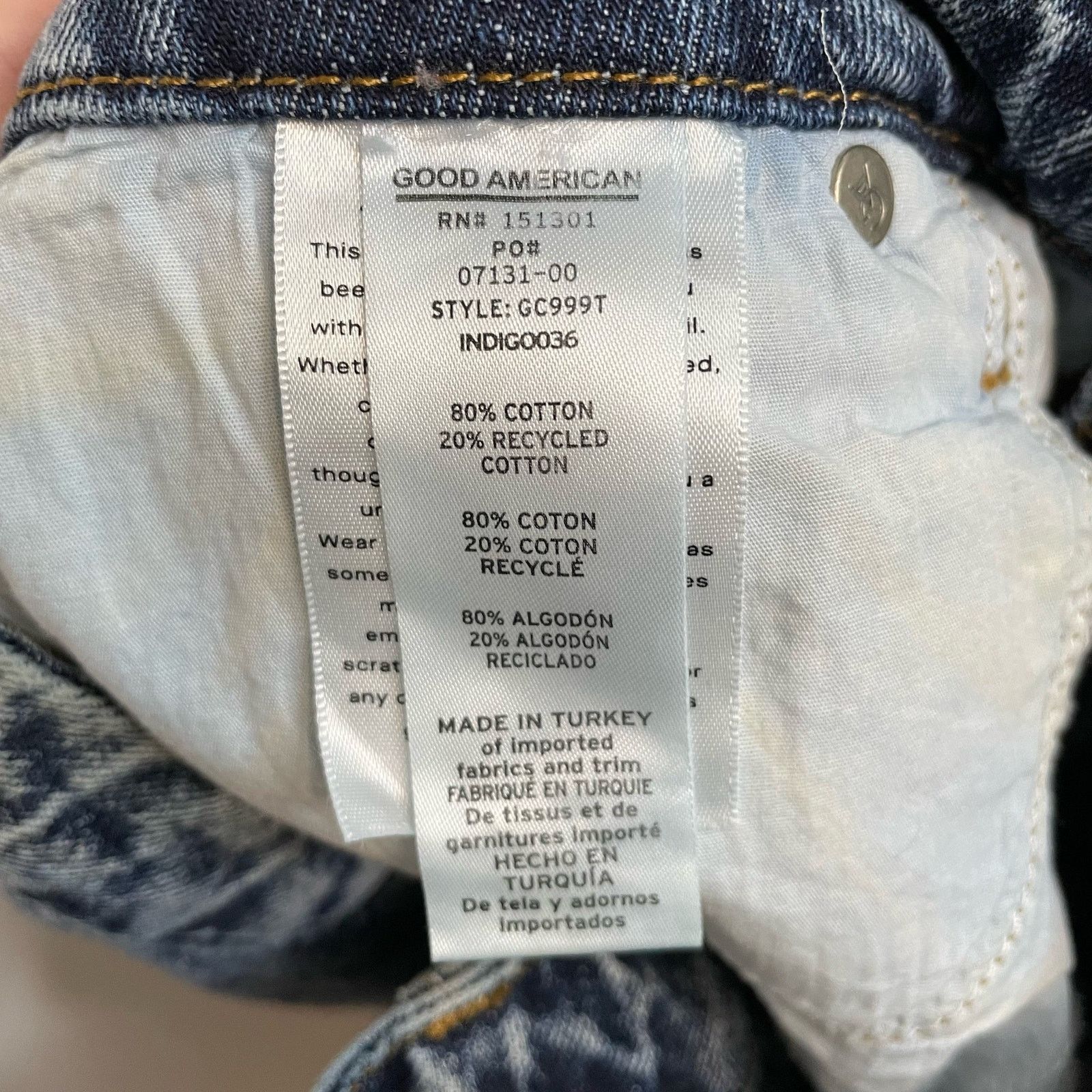 Good American Good American High Rise Jeans 12/31 Classic Distressed Denim Size 34" / US 12 / IT 48 - 6 Thumbnail