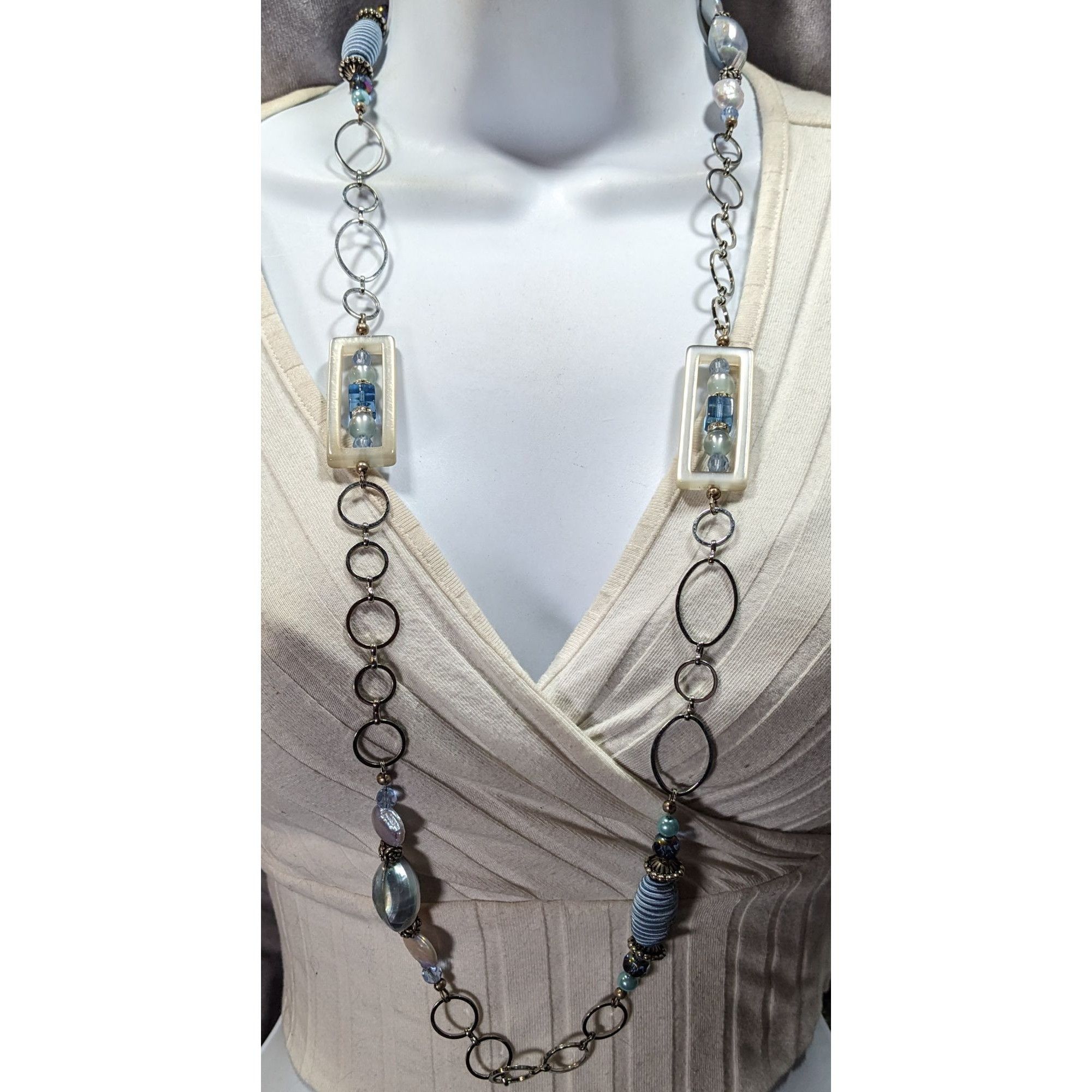 Other Mermaidcore Princess Blue And Silver Tone Pearl Glass And Lu Size ONE SIZE - 4 Thumbnail