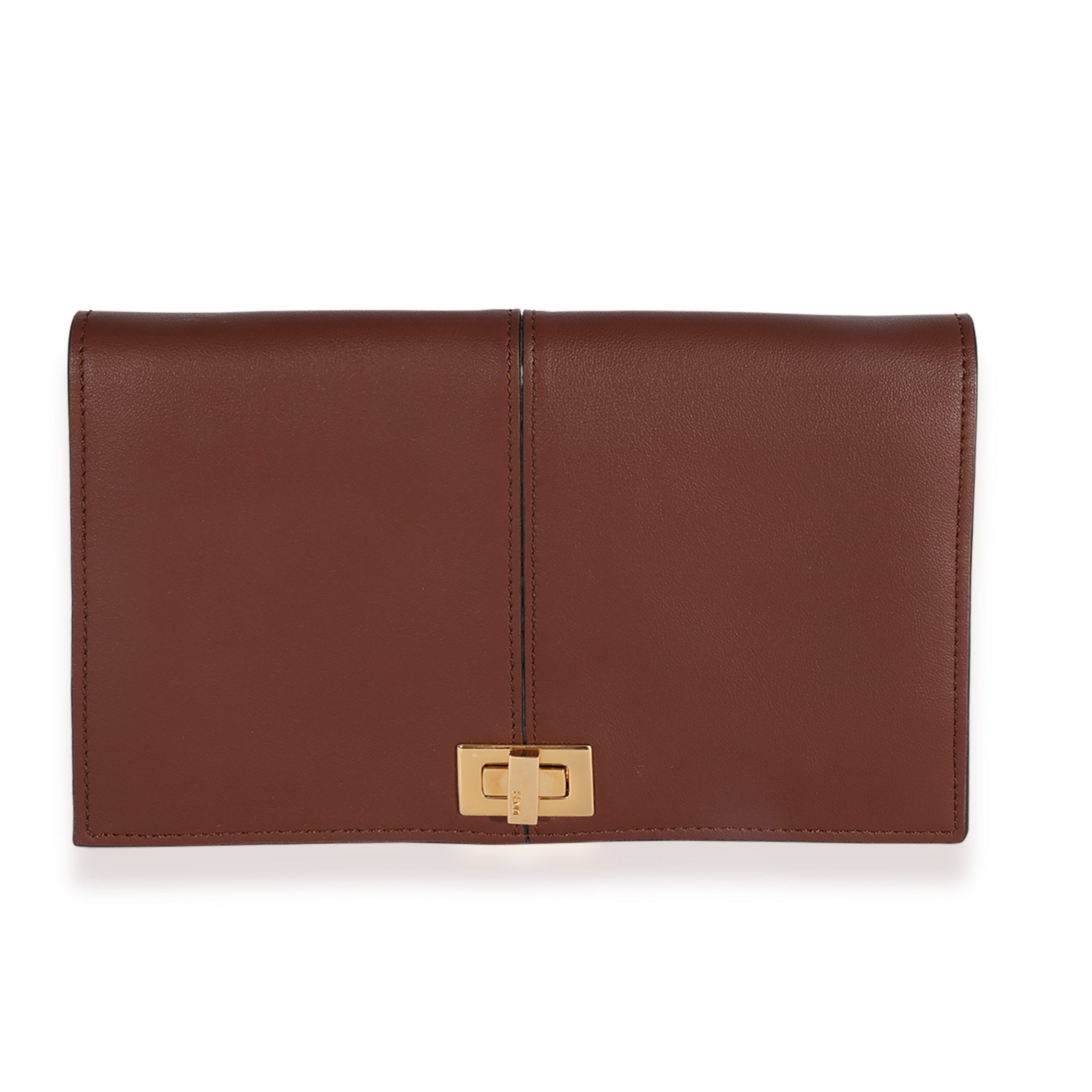 Fendi Fendi Brown Leather & FF Motif Canvas Peekaboo Chain Wallet Size ONE SIZE - 1 Thumbnail