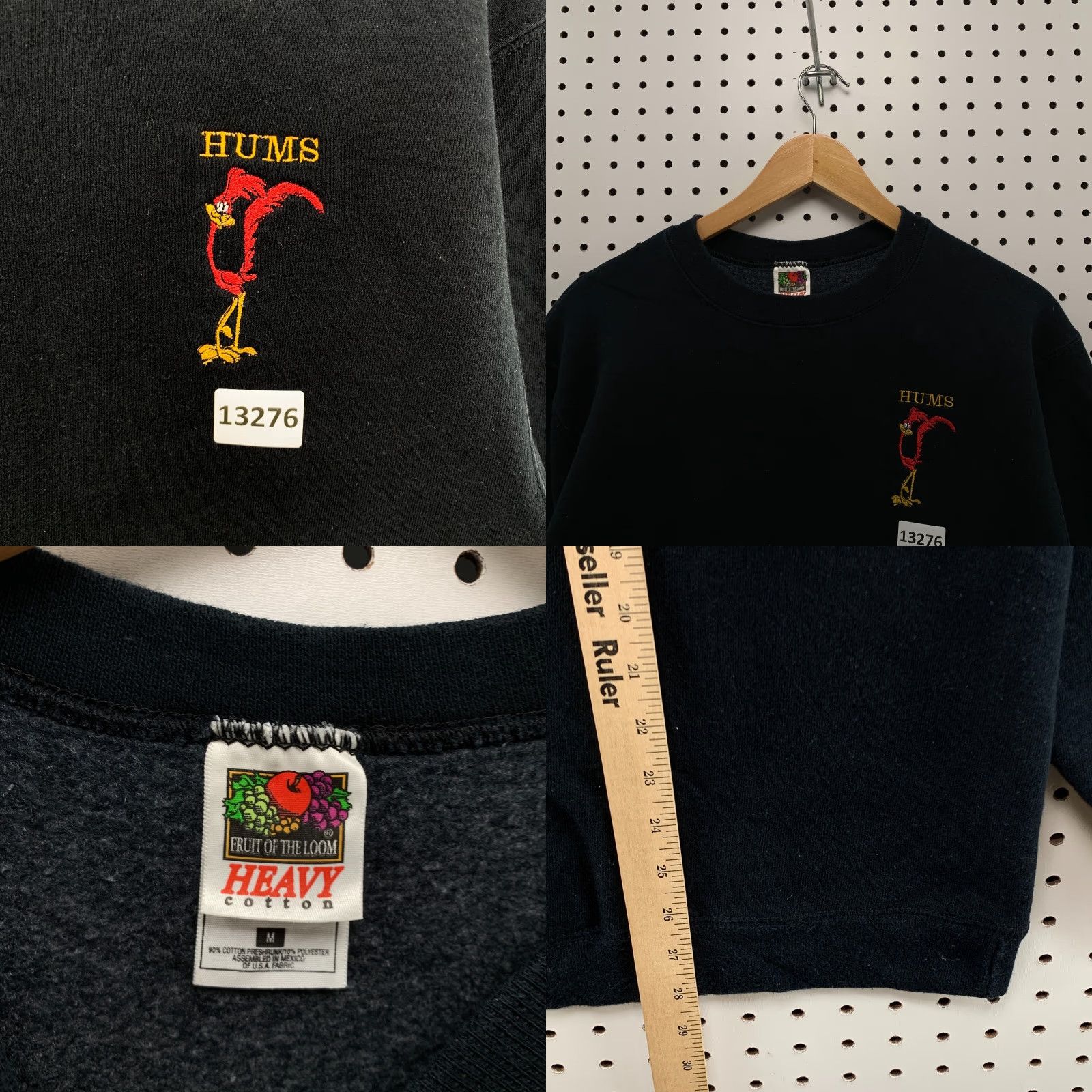 Fruit Of The Loom VINTAGE Road Runner Black Mens Long Sleeve Crewneck Sweater Size M Hums Size US XL / EU 56 / 4 - 8 Thumbnail